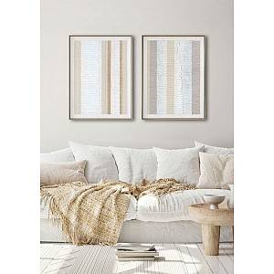 EVIK SAND ΠΙΝΑΚΑΣ ΔΙΑΚΟΣΜΗΣΗΣ 60x80x4cm ΚΑΜΒΑΣ ΛΕΥΚΟ ΜΠΕΖ ΞΥΛΟ ΦΥΣΙΚΟ