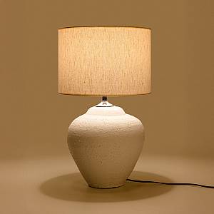 SANTORINI ΦΩΤΙΣΤΙΚΟ ΕΠΙΤΡΑΠΕΖΙΟ 30x30x60cm ΚΕΡΑΜΙΚΟ ΛΕΥΚΟ ΛΙΝΟ ΜΠΕΖ