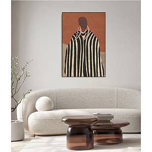 CIANNA ΠΙΝΑΚΑΣ ΔΙΑΚΟΣΜΗΤΙΚΟΣ ΜΕ ΚΟΡΝΙΖΑ 80x120x4.3cm ΚΑΜΒΑΣ TERRACOTTA ΜΠΕΖ ΚΑΦΕ PS