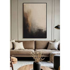 FREEFLOW ΠΙΝΑΚΑΣ ΔΙΑΚΟΣΜΗΤΙΚΟΣ ΜΕ ΚΟΡΝΙΖΑ 80x120x4cm ΚΑΜΒΑΣ ΜΠΕΖ ΜΑΥΡΟ PP ΧΡΥΣΟ