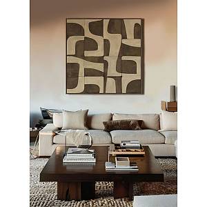 BOHO BALANCE ΠΙΝΑΚΑΣ ΔΙΑΚΟΣΜΗΤΙΚΟΣ ΜΕ ΚΟΡΝΙΖΑ 80x80x4cm ΚΑΜΒΑΣ ΚΑΦΕ ΜΠΕΖ PP