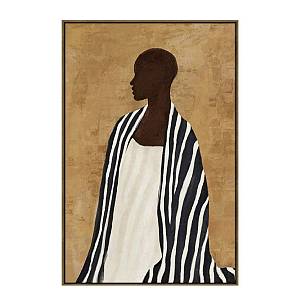 TIMELESS ELEGANCE A ΠΙΝΑΚΑΣ ΔΙΑΚΟΣΜΗΤΙΚΟΣ ΜΕ ΚΟΡΝΙΖΑ 80x120x4cm ΚΑΜΒΑΣ ΚΑΦΕ ΜΠΕΖ PP ΜΑΥΡΟ