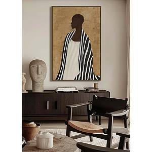 TIMELESS ELEGANCE A ΠΙΝΑΚΑΣ ΔΙΑΚΟΣΜΗΤΙΚΟΣ ΜΕ ΚΟΡΝΙΖΑ 80x120x4cm ΚΑΜΒΑΣ ΚΑΦΕ ΜΠΕΖ PP ΜΑΥΡΟ