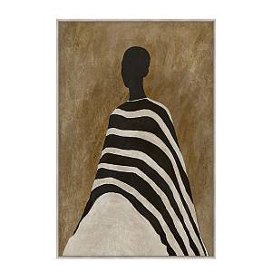 TIMELESS ELEGANCE B ΠΙΝΑΚΑΣ ΔΙΑΚΟΣΜΗΤΙΚΟΣ ΜΕ ΚΟΡΝΙΖΑ 80x120x4cm ΚΑΜΒΑΣ ΚΑΦΕ ΜΠΕΖ PP ΜΑΥΡΟ