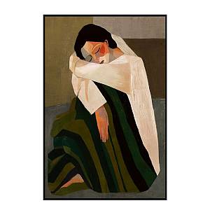 SILENT REFLECTION ΠΙΝΑΚΑΣ ΔΙΑΚΟΣΜΗΤΙΚΟΣ ΜΕ ΚΟΡΝΙΖΑ 80x120x4cm ΚΑΜΒΑΣ ΚΑΦΕ ΜΠΕΖ PP ΠΡΑΣΙΝΟ