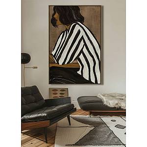 STILL BEAUTY ΠΙΝΑΚΑΣ ΔΙΑΚΟΣΜΗΤΙΚΟΣ ΜΕ ΚΟΡΝΙΖΑ 80x120x4cm ΚΑΜΒΑΣ ΚΑΦΕ ΜΑΥΡΟ PP