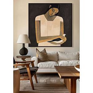 SERENITY B ΠΙΝΑΚΑΣ ΔΙΑΚΟΣΜΗΤΙΚΟΣ ΜΕ ΚΟΡΝΙΖΑ 100x100x4cm ΚΑΜΒΑΣ ΜΠΕΖ ΚΑΦΕ PP