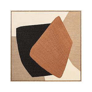 LA ROCCIA II ΠΙΝΑΚΑΣ ΔΙΑΚΟΣΜΗΤΙΚΟΣ ΜΕ ΚΟΡΝΙΖΑ 80x80x3.8cm ΚΑΜΒΑΣ ΚΑΦΕ BEIGE ΞΥΛΟ ΦΥΣΙΚΟ