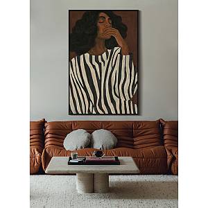 NOCTURNE ΠΙΝΑΚΑΣ ΔΙΑΚΟΣΜΗΤΙΚΟΣ ΜΕ ΚΟΡΝΙΖΑ 120x80x4cm ΚΑΜΒΑΣ ΚΑΦΕ ΠΟΛΥΧΡΩΜΟ ΞΥΛΟ ΜΑΥΡΟ