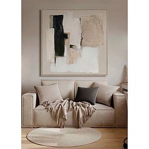 SANS FRONT ΠΙΝΑΚΑΣ ΔΙΑΚΟΣΜΗΤΙΚΟΣ ΜΕ ΚΟΡΝΙΖΑ 100x100x4cm ΚΑΜΒΑΣ ΜΠΕΖ ΛΕΥΚΟ ΜΑΥΡΟ ΞΥΛΟ ΦΥΣΙΚΟ