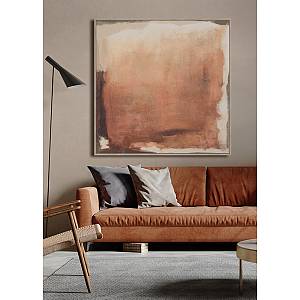 WARM ROOT ΠΙΝΑΚΑΣ ΔΙΑΚΟΣΜΗΤΙΚΟΣ ΜΕ ΚΟΡΝΙΖΑ 100x100x4cm ΚΑΜΒΑΣ TERRACOTTA ΜΠΕΖ ΚΑΦΕ ΞΥΛΟ ΦΥΣΙΚΟ