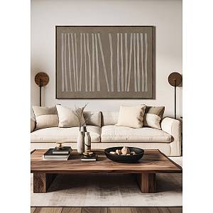 RAYA A ΠΙΝΑΚΑΣ ΔΙΑΚΟΣΜΗΤΙΚΟΣ ΜΕ ΚΟΡΝΙΖΑ 90x120x4cm ΚΑΜΒΑΣ ΚΑΦΕ ΜΠΕΖ ΞΥΛΟ ΦΥΣΙΚΟ