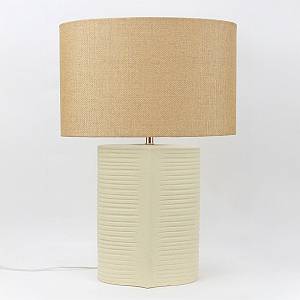 SELENE ΦΩΤΙΣΤΙΚΟ ΕΠΙΤΡΑΠΕΖΙΟ 40x20x59cm ΚΕΡΑΜΙΚΟ ΜΠΕΖ ΛΙΝΟ ΛΕΥΚΟ