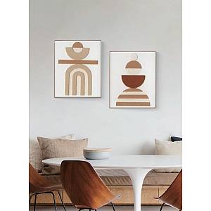 BOHO BALANCE ΠΙΝΑΚΑΣ ΔΙΑΚΟΣΜΗΣΗΣ 80x100x5cm ΚΑΜΒΑΣ ΜΠΕΖ TERRACOTTA ΞΥΛΟ ΦΥΣΙΚΟ