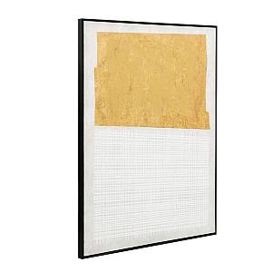 DUE MONDI ΠΙΝΑΚΑΣ ΔΙΑΚΟΣΜΗΤΙΚΟΣ ΜΕ ΚΟΡΝΙΖΑ 90x120x4cm ΚΑΜΒΑΣ ΜΠΕΖ ΜΟΥΣΤΑΡΔΙ ΞΥΛΟ ΜΑΥΡΟ