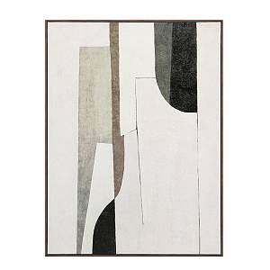 LINEAR ΠΙΝΑΚΑΣ ΔΙΑΚΟΣΜΗΤΙΚΟΣ ΜΕ ΚΟΡΝΙΖΑ 90x120x4cm ΚΑΜΒΑΣ ΜΠΕΖ ΓΚΡΙ ΜΑΥΡΟ ΞΥΛΟ ΦΥΣΙΚΟ