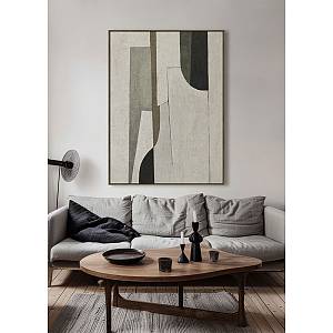 LINEAR ΠΙΝΑΚΑΣ ΔΙΑΚΟΣΜΗΤΙΚΟΣ ΜΕ ΚΟΡΝΙΖΑ 90x120x4cm ΚΑΜΒΑΣ ΜΠΕΖ ΓΚΡΙ ΜΑΥΡΟ ΞΥΛΟ ΦΥΣΙΚΟ