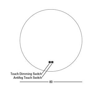 MIRROR WITH LED LIGHT 15W 3000K-4000K ROUND BACK LIGHT TOUCH DIMMING & ANTIFOG SWITCHES IP44 80CM