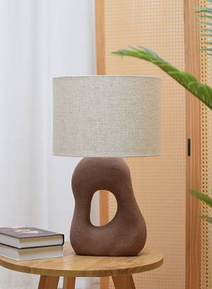 PIERRE ΦΩΤΙΣΤΙΚΟ ΕΠΙΤΡΑΠΕΖΙΟ 36x36x58cm ΚΕΡΑΜΙΚΟ ΚΑΦΕ ΛΙΝΟ ΜΠΕΖ