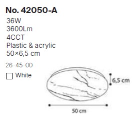 Πλαφονιέρα οροφής LED 36W 4cct από λευκό ακρυλικό D:50cm (42050-Α-Λευκό)