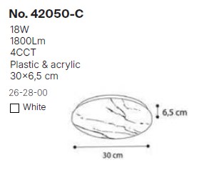 Πλαφονιέρα οροφής LED 18W 4cct από λευκό ακρυλικό D:30cm (42050-C-Λευκό)