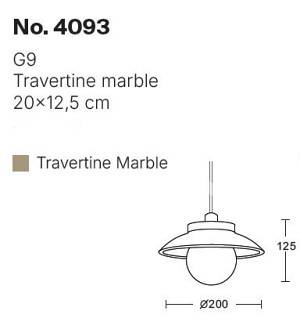 Κρεμαστό φωτιστικό γκρι από travertine marble 1XG9 D:20 x 12.5cm (4093)