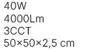 Πλαφονιέρα οροφής LED 40W 3CCT (by switch on base) από ασημί μέταλλο  D:50cm (42045-Silver)