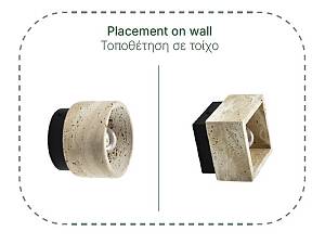 Πλαφονιέρα οροφής γκρι από travertine marble 1XE27 D:12cm (42046)