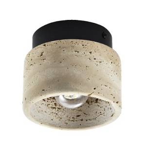 Πλαφονιέρα οροφής γκρι από travertine marble 1XE27 D:12cm (42046)
