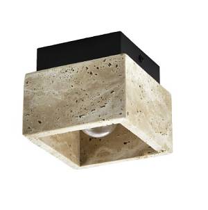 Πλαφονιέρα οροφής γκρι από travertine marble 1XE27 D:12cm (42047)