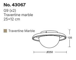 Πλαφονιέρα οροφής γκρι από travertine marble 2XG9 D:25cm (43067)