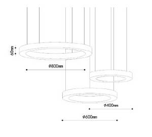 Κρεμαστό φωτιστικό, Alabaster, 65W, 7150 lm, 3CCT (by switch on base)D: 80X6cm-60X6cm-40X6cm(6115-A)