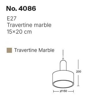 Κρεμαστό φωτιστικό γκρι από travertine marble 1XΕ27 D:15 x 20cm (4086)
