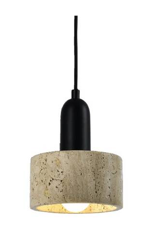 Κρεμαστό φωτιστικό γκρι από travertine marble 1XΕ27 D:15 x 20cm (4086)