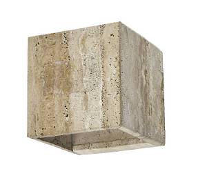 Επιτοίχιο φωτιστικό γκρι από travertine marble 1XG9 D:12 x 12cm (43064)