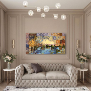 M501 - Πίνακας γήινοι χρωματισμοί στη λίμνη