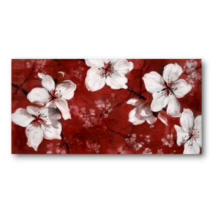 M711 - Πίνακας λευκά λουλούδια σε μπορντό φόντο
