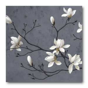 M719 - Πίνακας άνθη λεμονιάς σε γκρι φόντο