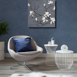 M719 - Πίνακας άνθη λεμονιάς σε γκρι φόντο