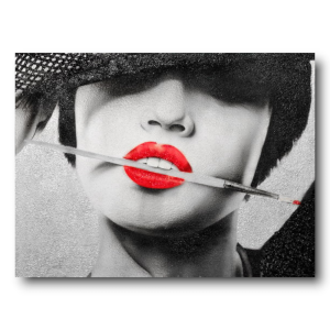 M859 - Πίνακας γυναίκα με κόκκινα χείλη