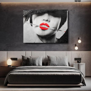 M859 - Πίνακας γυναίκα με κόκκινα χείλη