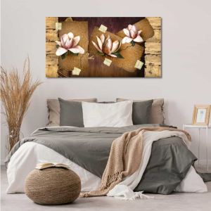 M001 - Πίνακας σομόν νούφαρα σε μπεζ φόντο