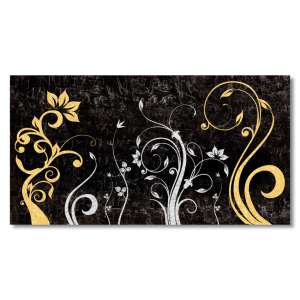 M013 - Πίνακας λουλούδια σε χρυσό και ασημί