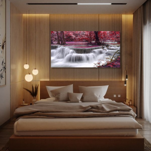 BDL067 - Πίνακας καταρράκτης σε ροζ δάσος