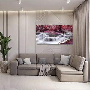 BDL067 - Πίνακας καταρράκτης σε ροζ δάσος