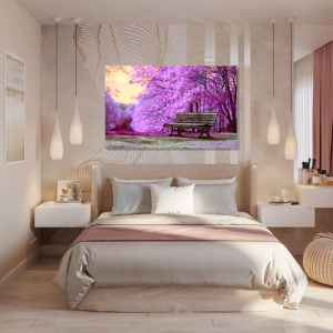 BDL093 - Πίνακας παγκάκι σε μωβ δάσος (ΑΚΟΛΟΥΘΕΙ ΒΙΝΤΕΟ)