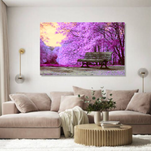 BDL093 - Πίνακας παγκάκι σε μωβ δάσος (ΑΚΟΛΟΥΘΕΙ ΒΙΝΤΕΟ)