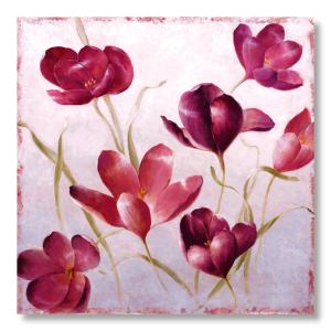M496 - Πίνακας ροζ κόκκινα λουλούδια