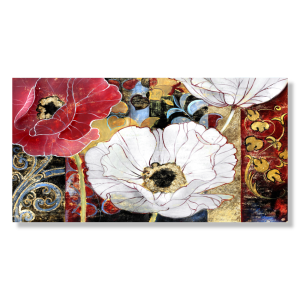 M525 - Πίνακας λευκά με ροζ λουλούδια