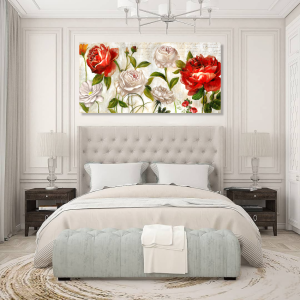 M936 - Πίνακας λευκά και κόκκινα λουλούδια